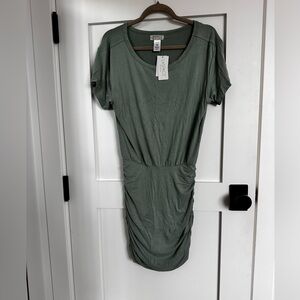 L*Space Green Ruched P Mini Dress Cover Up